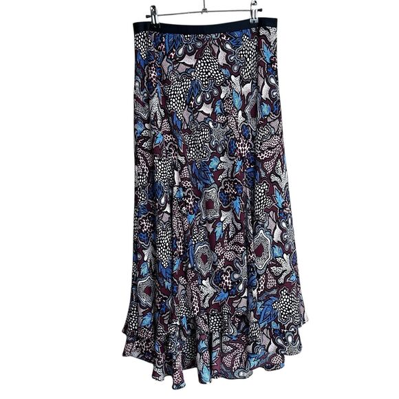 DVF DIANE VON FURSTENBERG MIDI Skirt Women's 10 Debra Floral Print Flowy Chic - Picture 1 of 8